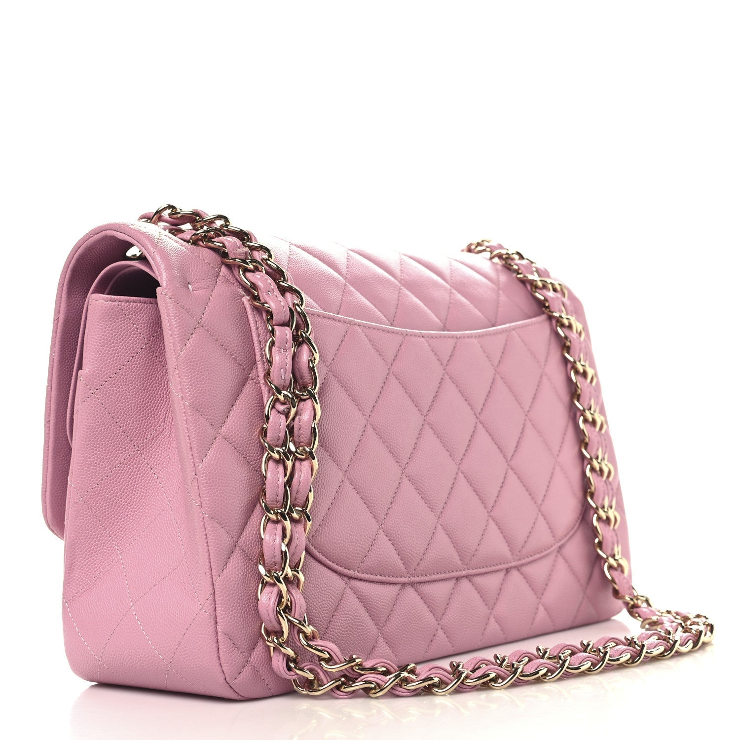 Caviar Quilted Jumbo Double Flap Pink