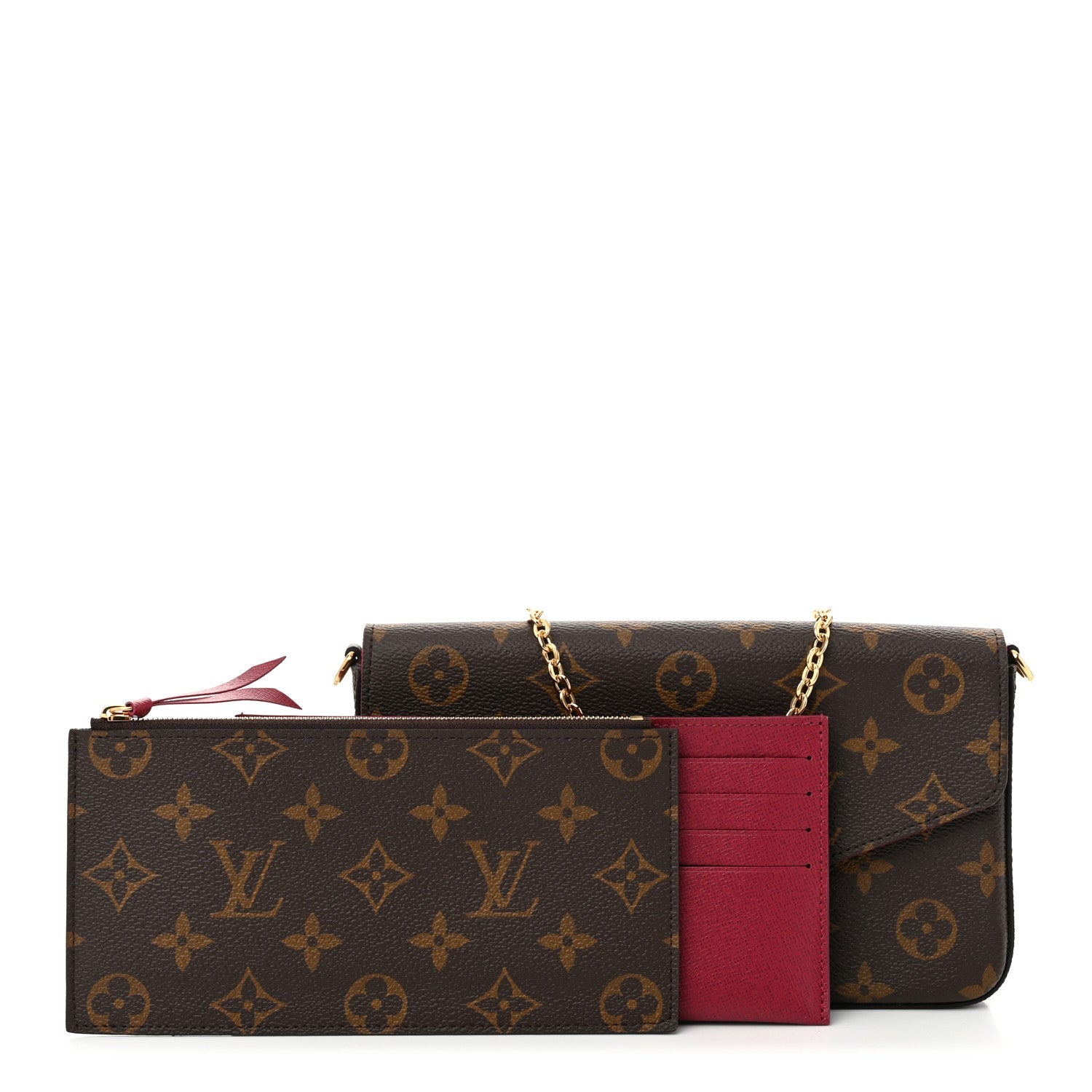 Monogram Pochette Felicie Chain Wallet Fuchsia