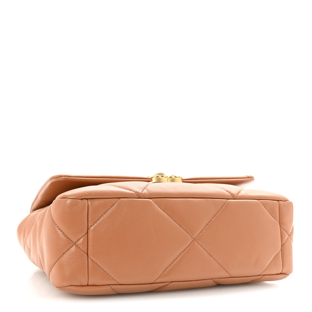 Lambskin Quilted Medium Chanel 19 Flap Brown