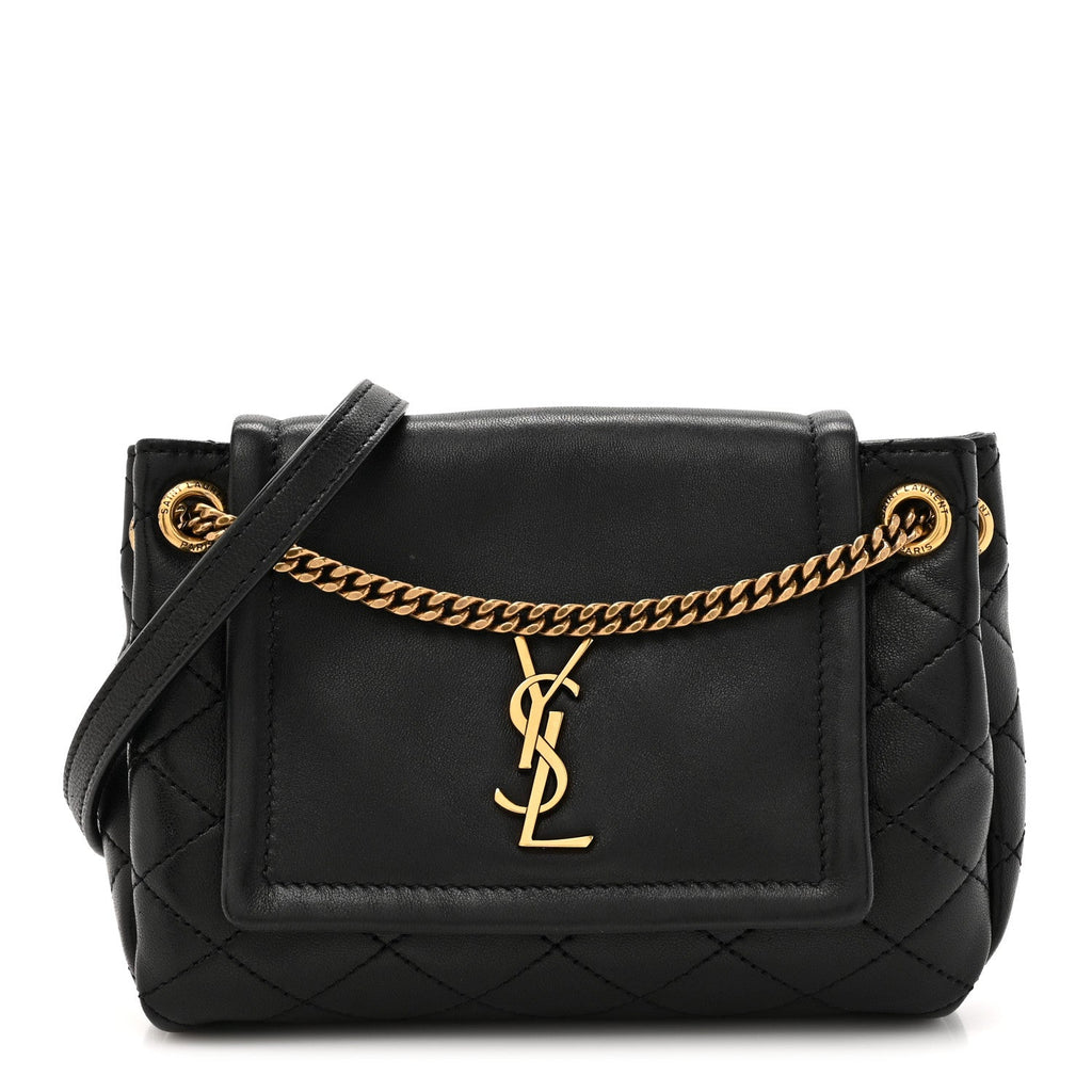 Lambskin Quilted Monogram Mini Nolita Black