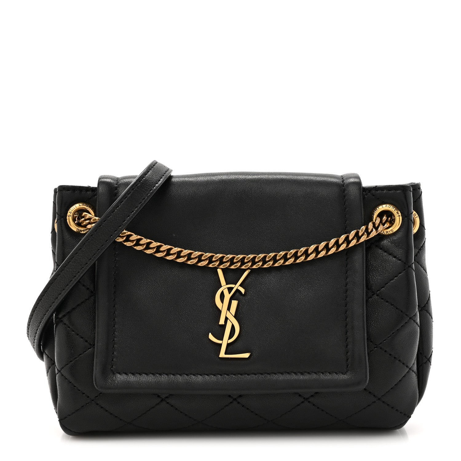 Lambskin Quilted Monogram Mini Nolita Black