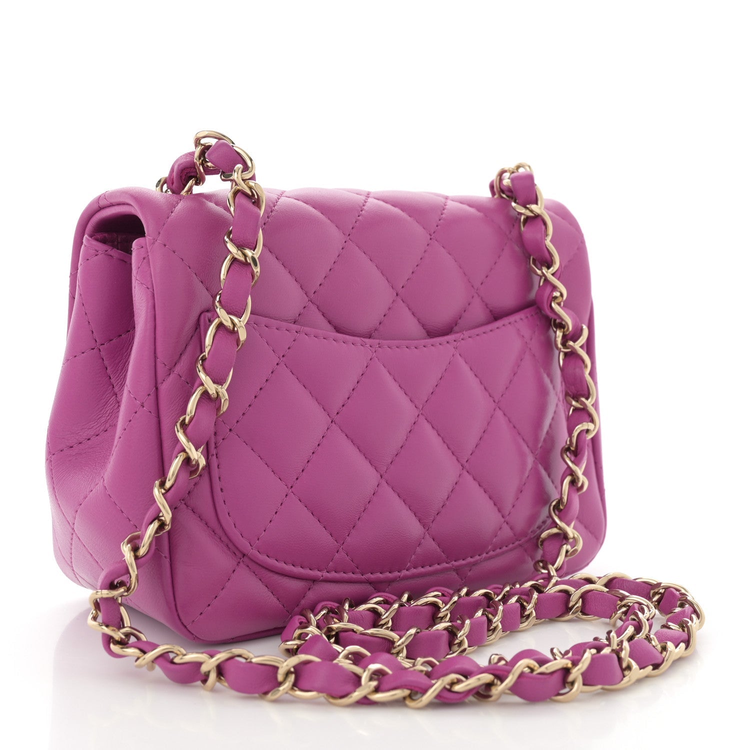 Lambskin Quilted Mini Square Flap Purple