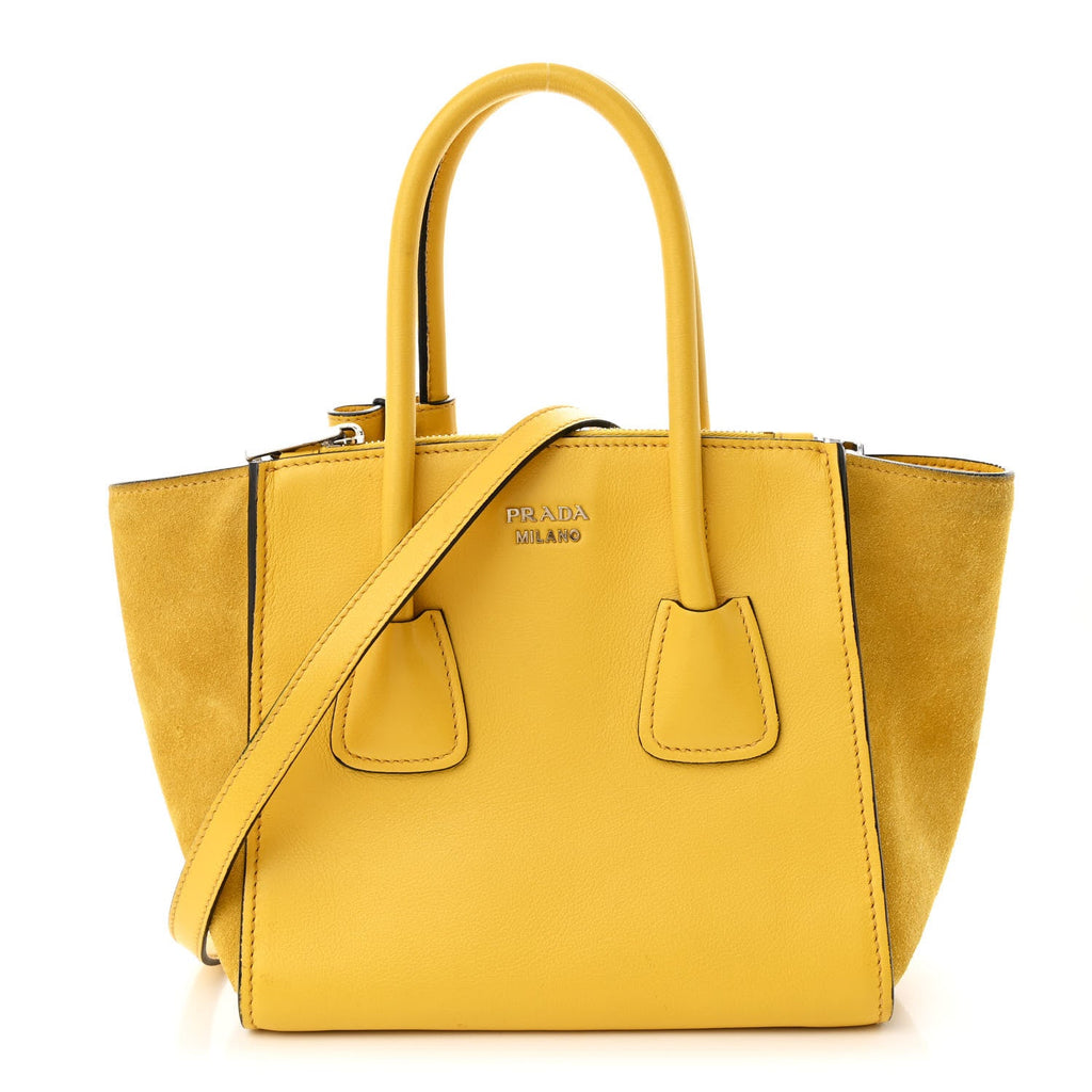 Glace Calfskin Suede Twin Pocket Tote Sole