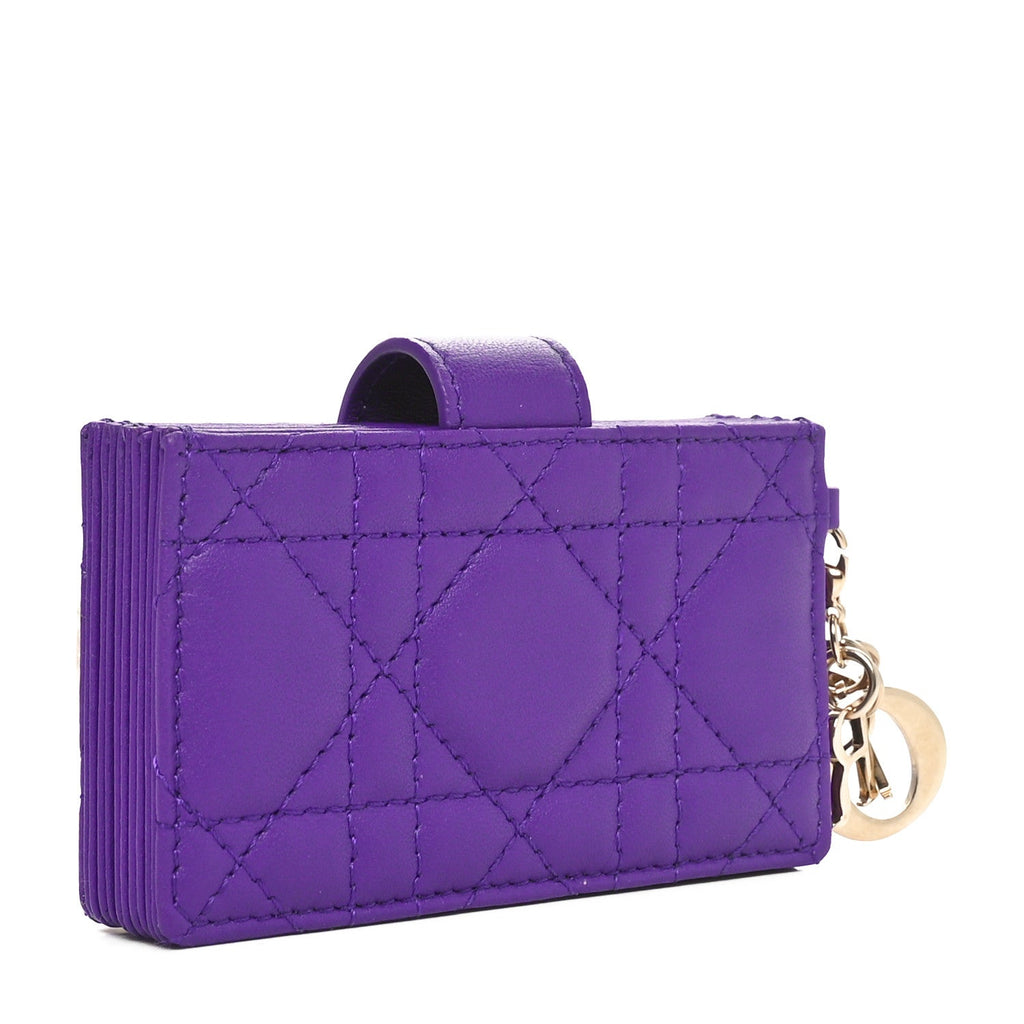 Lambskin Cannage Lady Dior Jasmine 5-Gusset  Holder Purple Jamu