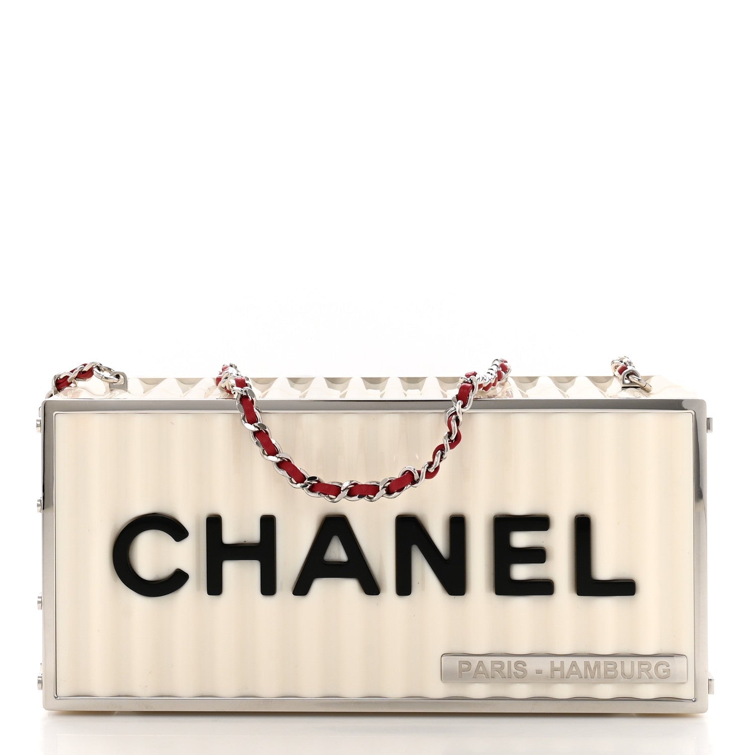 Resin Enamel CC Shopping Container Minaudiere Clutch  Black White Red