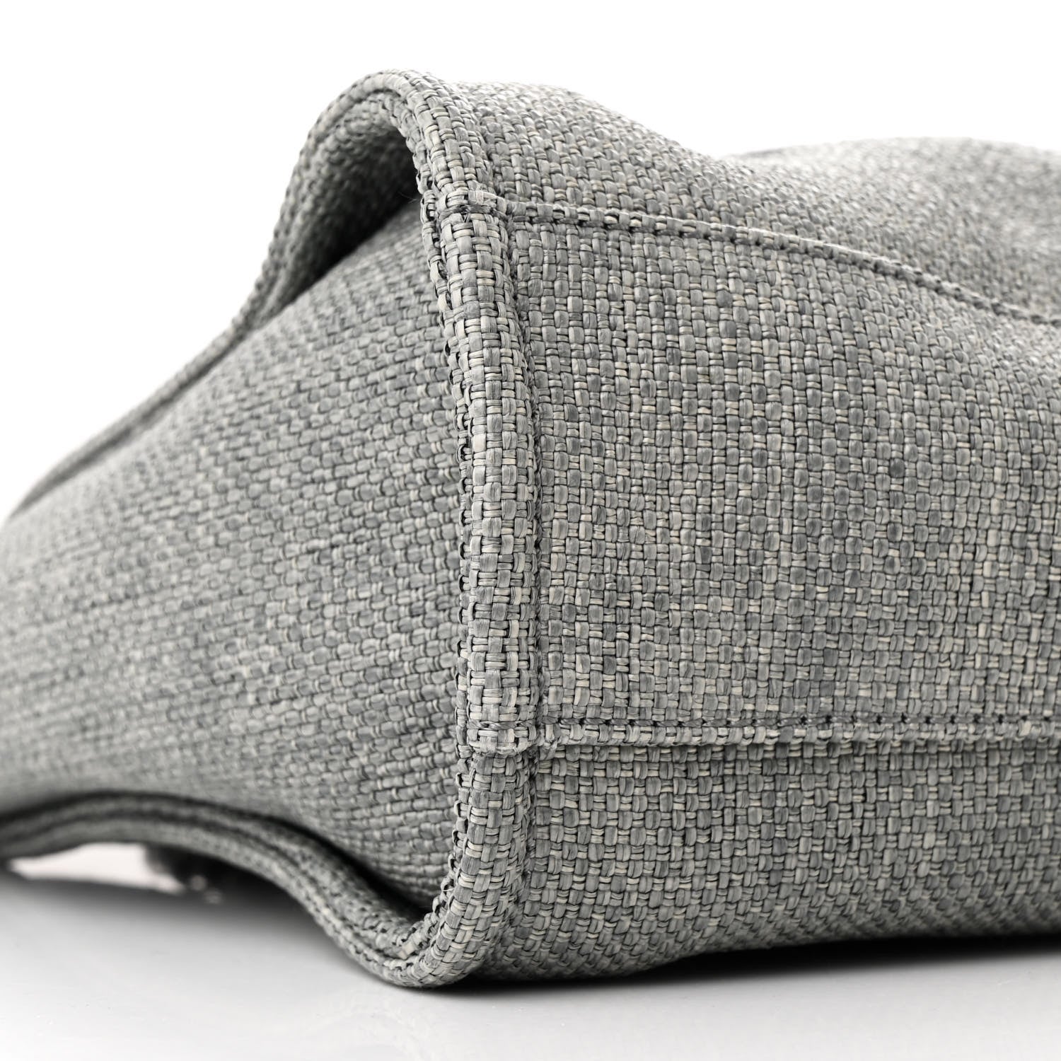 Woven Straw Raffia Small Deauville Tote Charcoal