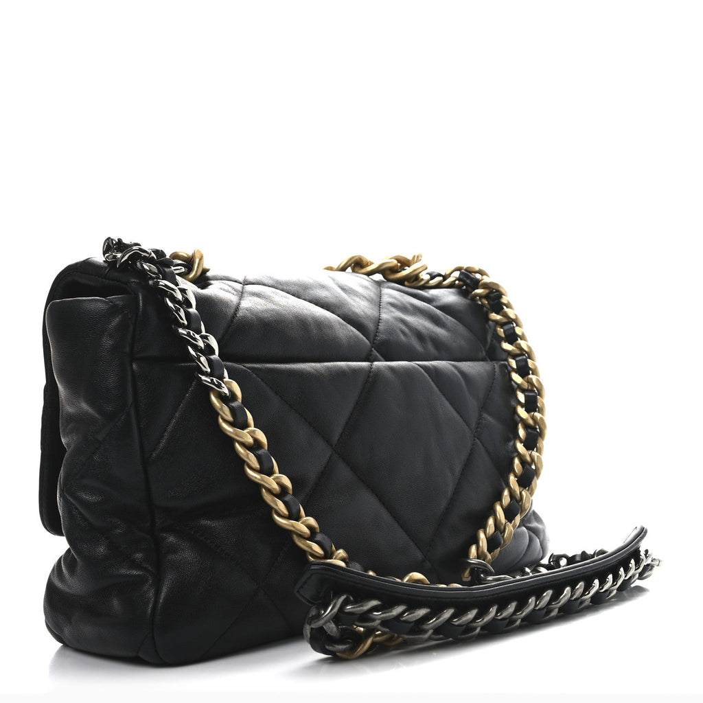 Lambskin Quilted Medium Chanel 19 Flap Black