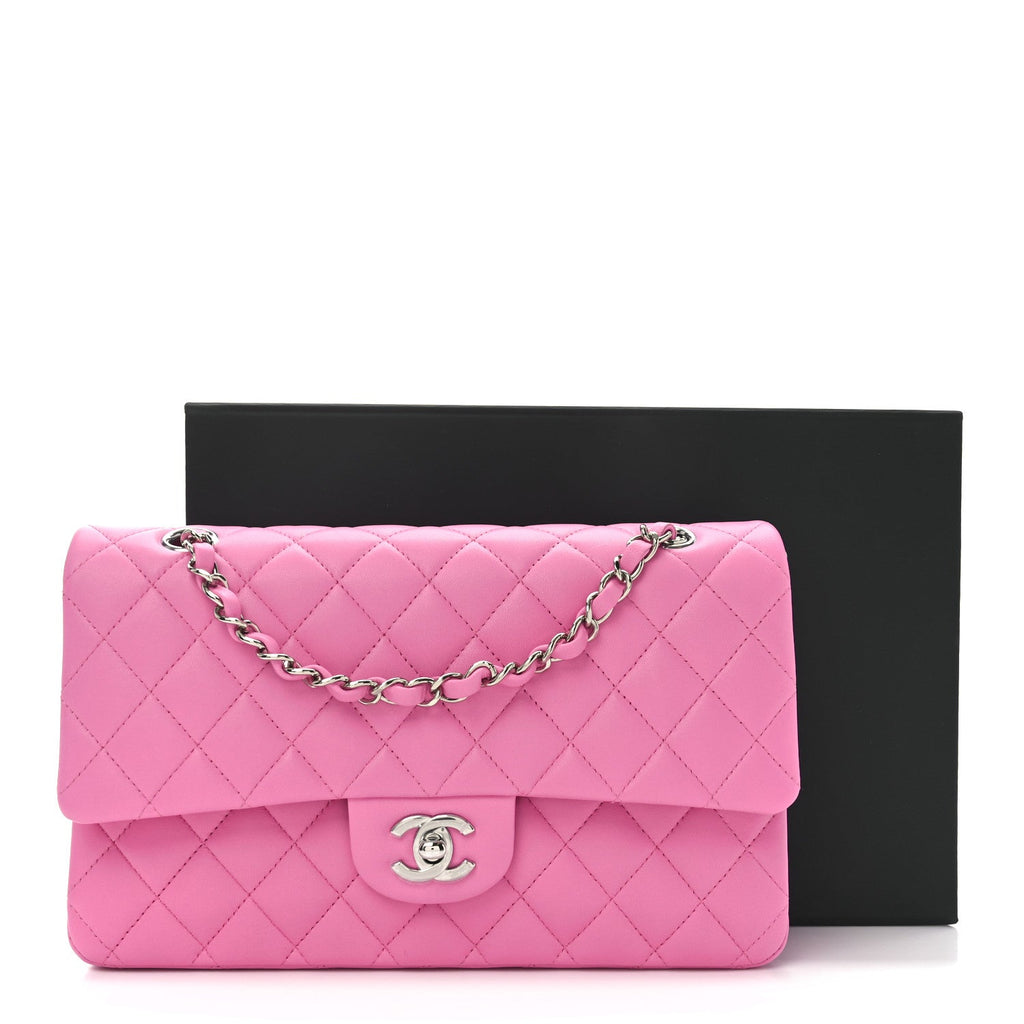 Lambskin Quilted Medium Double Flap Pink
