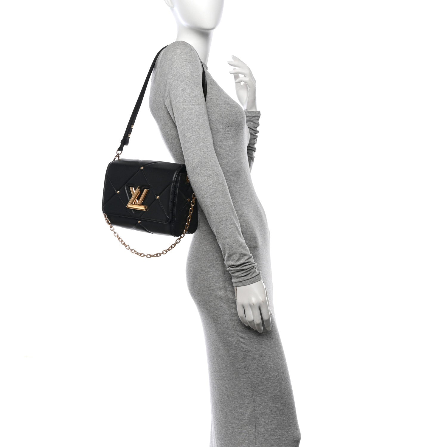 Lambskin Quilted Twist MM Black