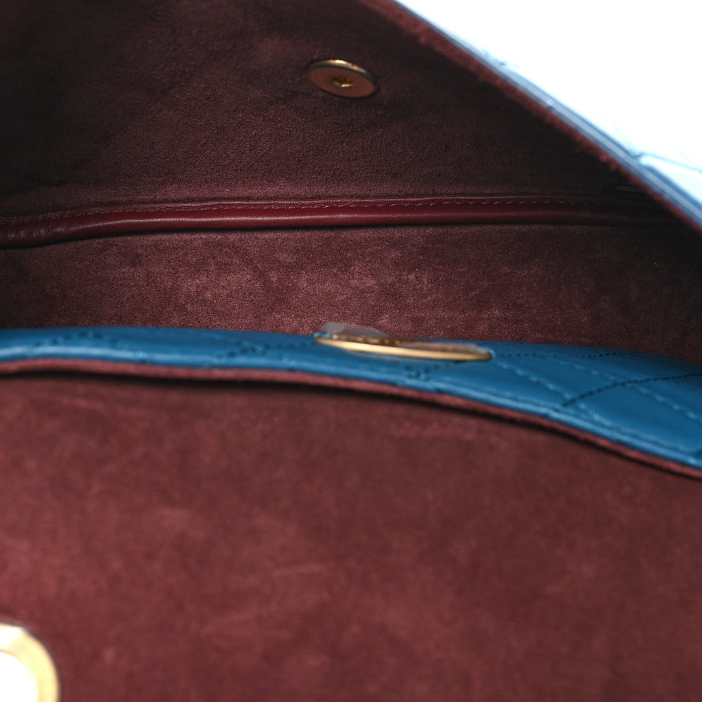 Calfskin Quilted Multi Pouching Flap And Coin Purse Blue