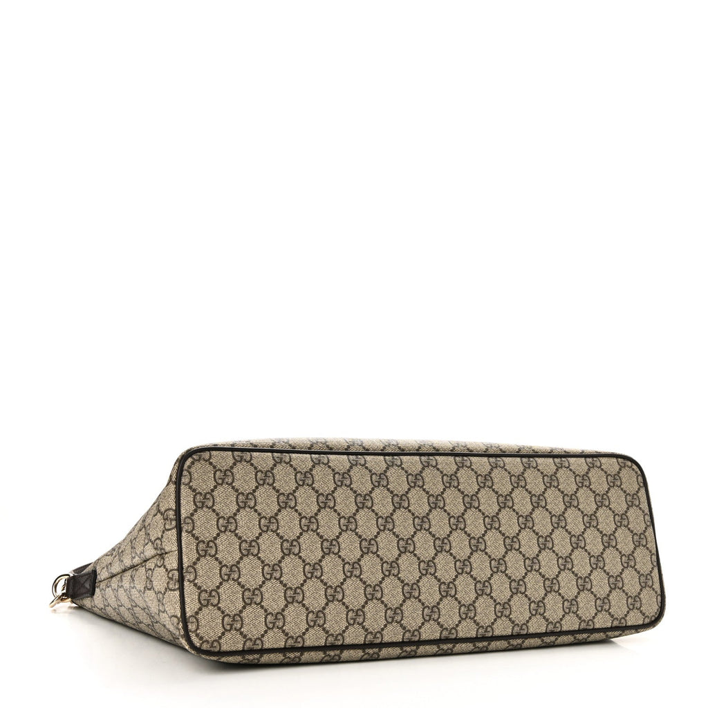 GG Supreme Monogram Medium Zippered Tote Dark Brown