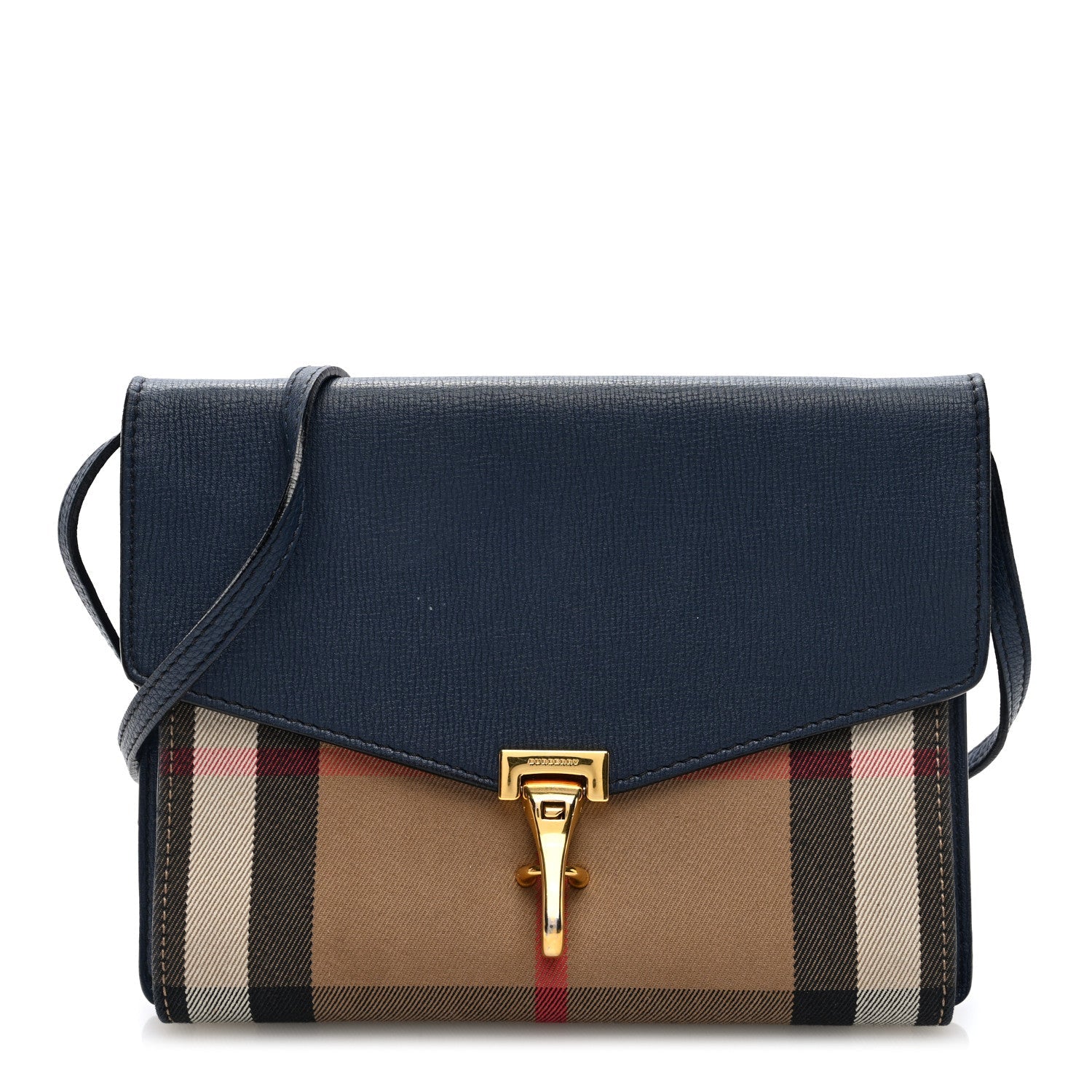 Derby Calfskin House Check Small Macken Crossbody Bag Ink Blue
