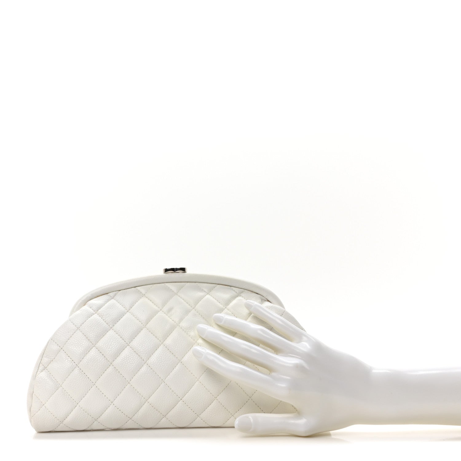 Caviar Quilted Timeless Clutch White