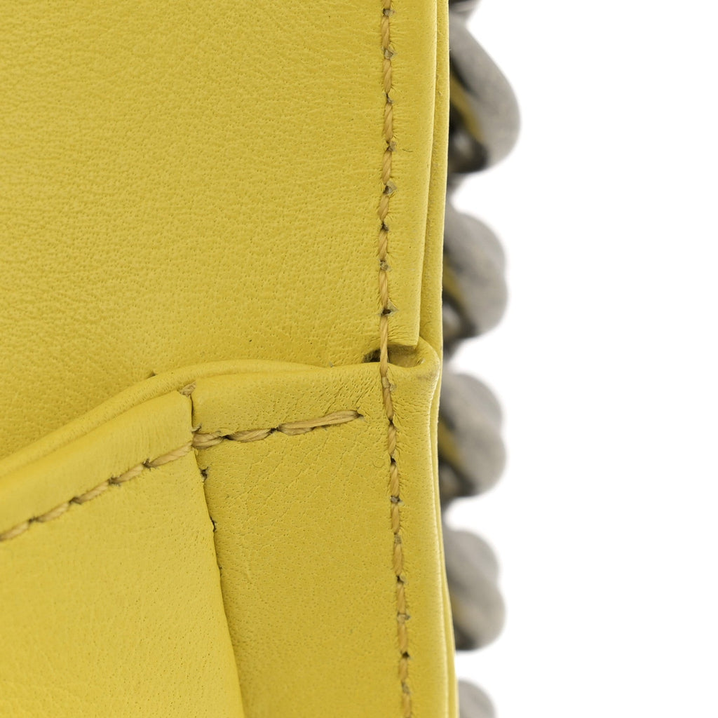 Calfskin Chevron Quilted Medium Boy Flap Yellow