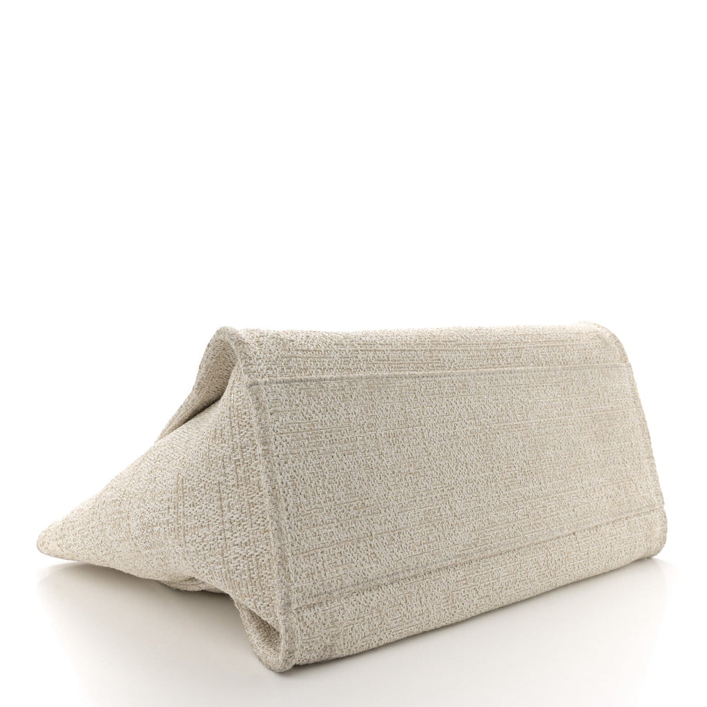 Lurex Boucle Medium Deauville Tote White