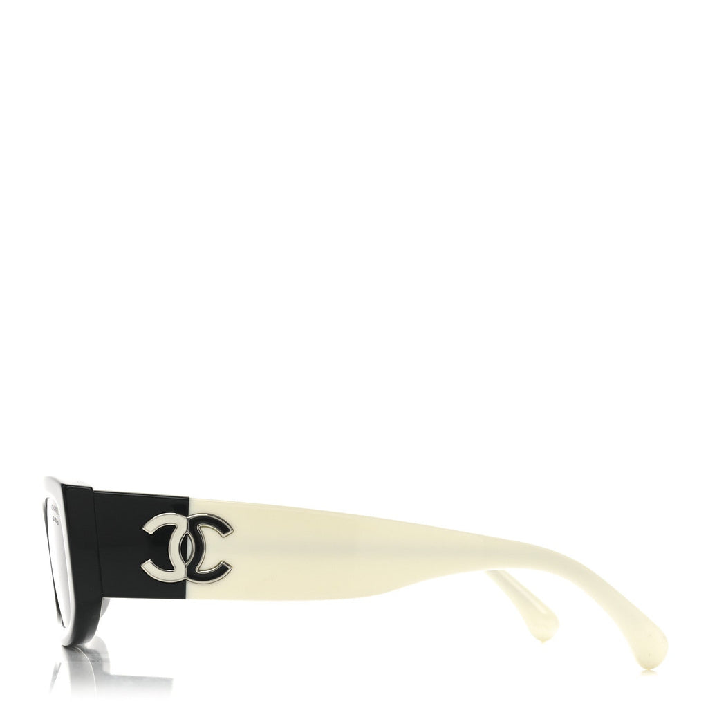 Acetate Polarized Rectangle Sunglasses 5525-A Black White