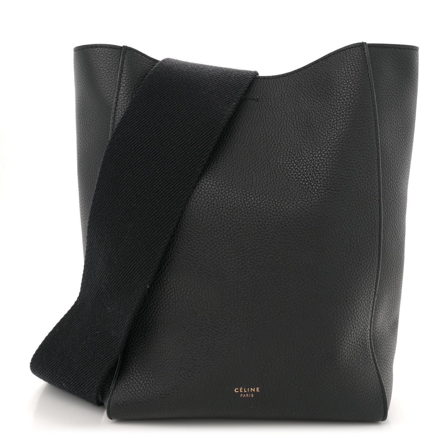 Soft Grained Calfskin Small Sangle Bucket Bag Black