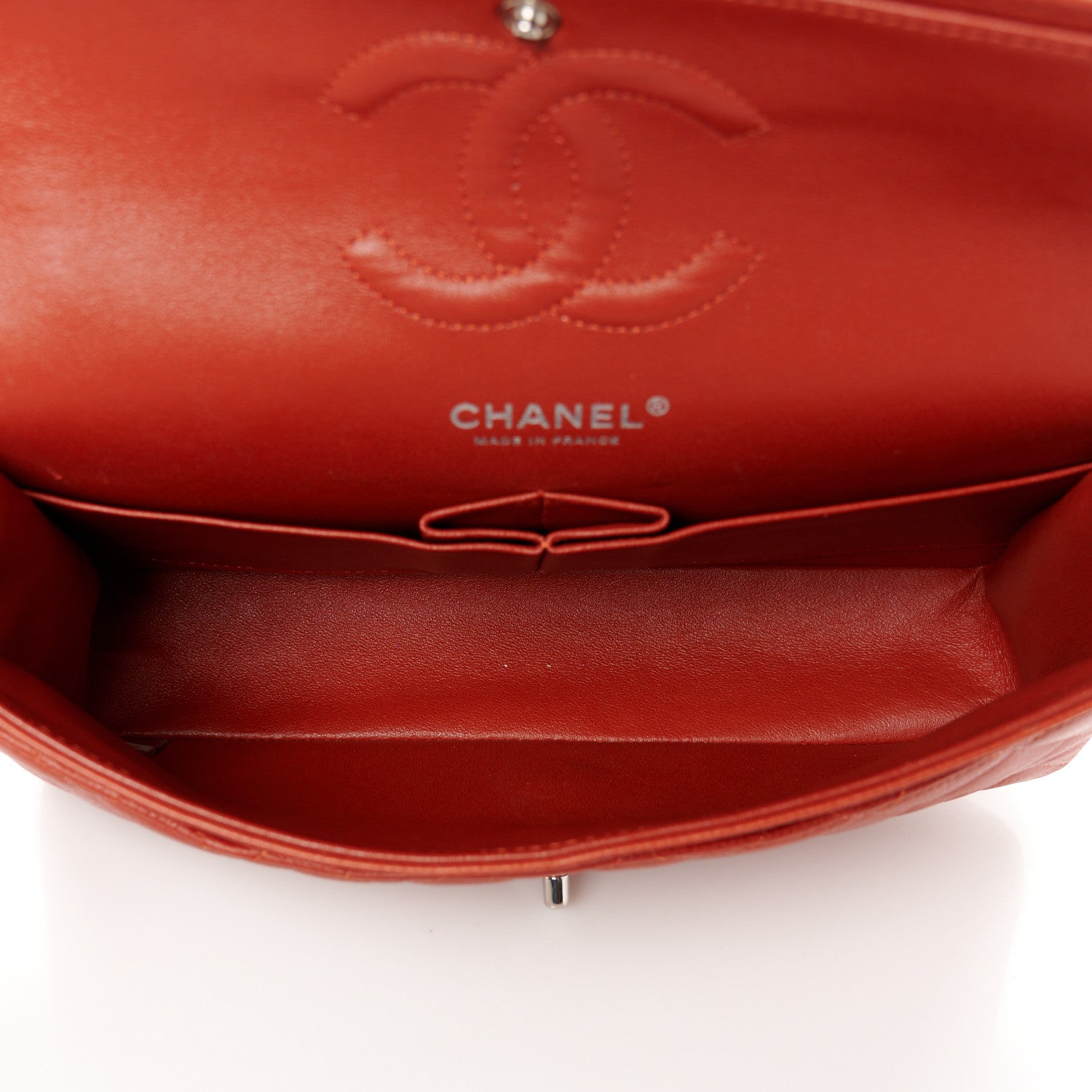 Caviar Quilted Medium Double Flap Red