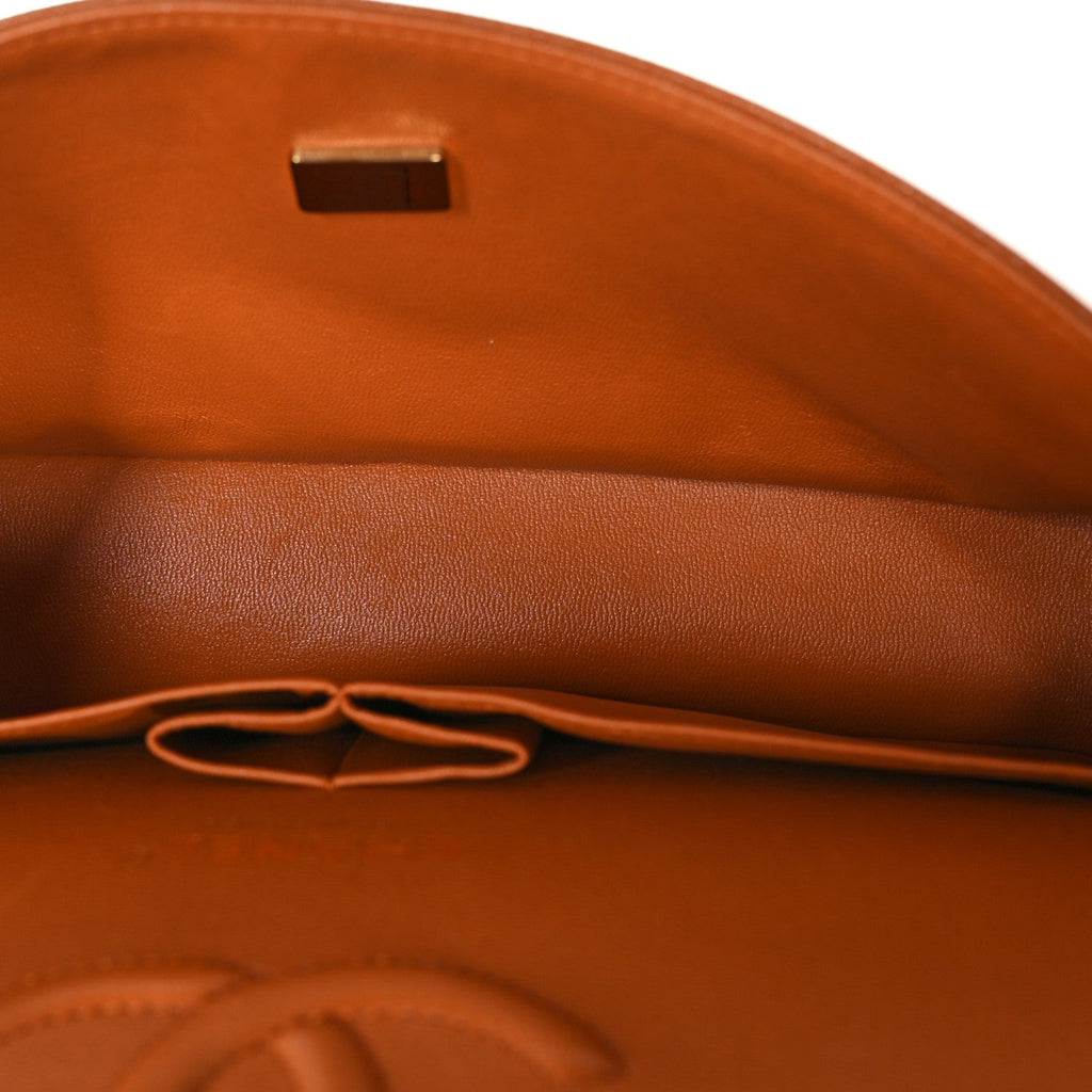 Caviar Quilted Medium Double Flap Light Brown