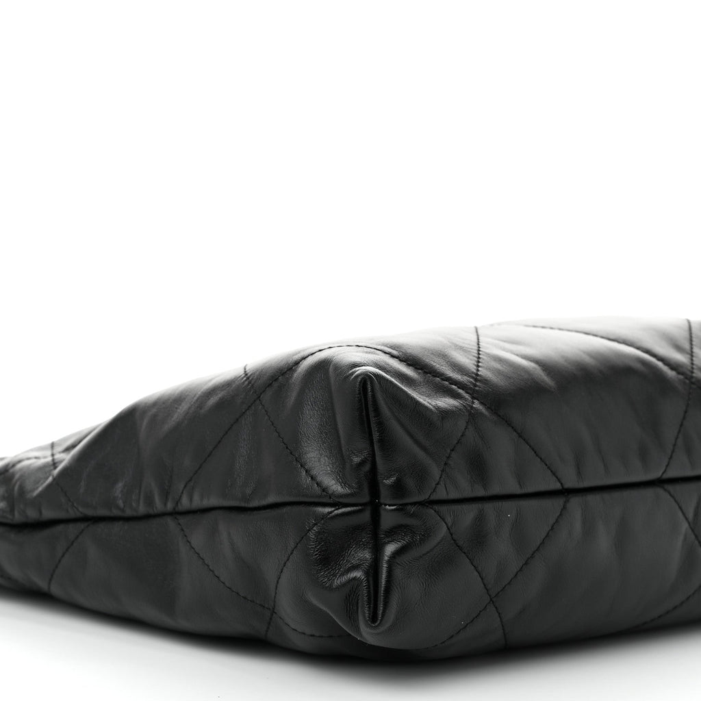 Shiny Calfskin Quilted Small Chanel 22 Black