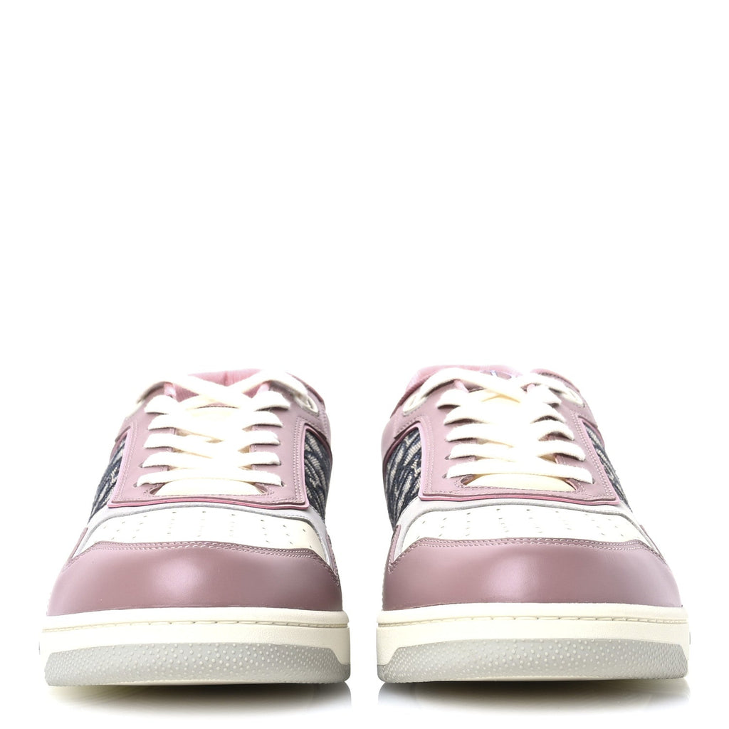 Smooth Calfskin Jacquard Oblique Mens B27 Low Top Sneakers 49 Pink White