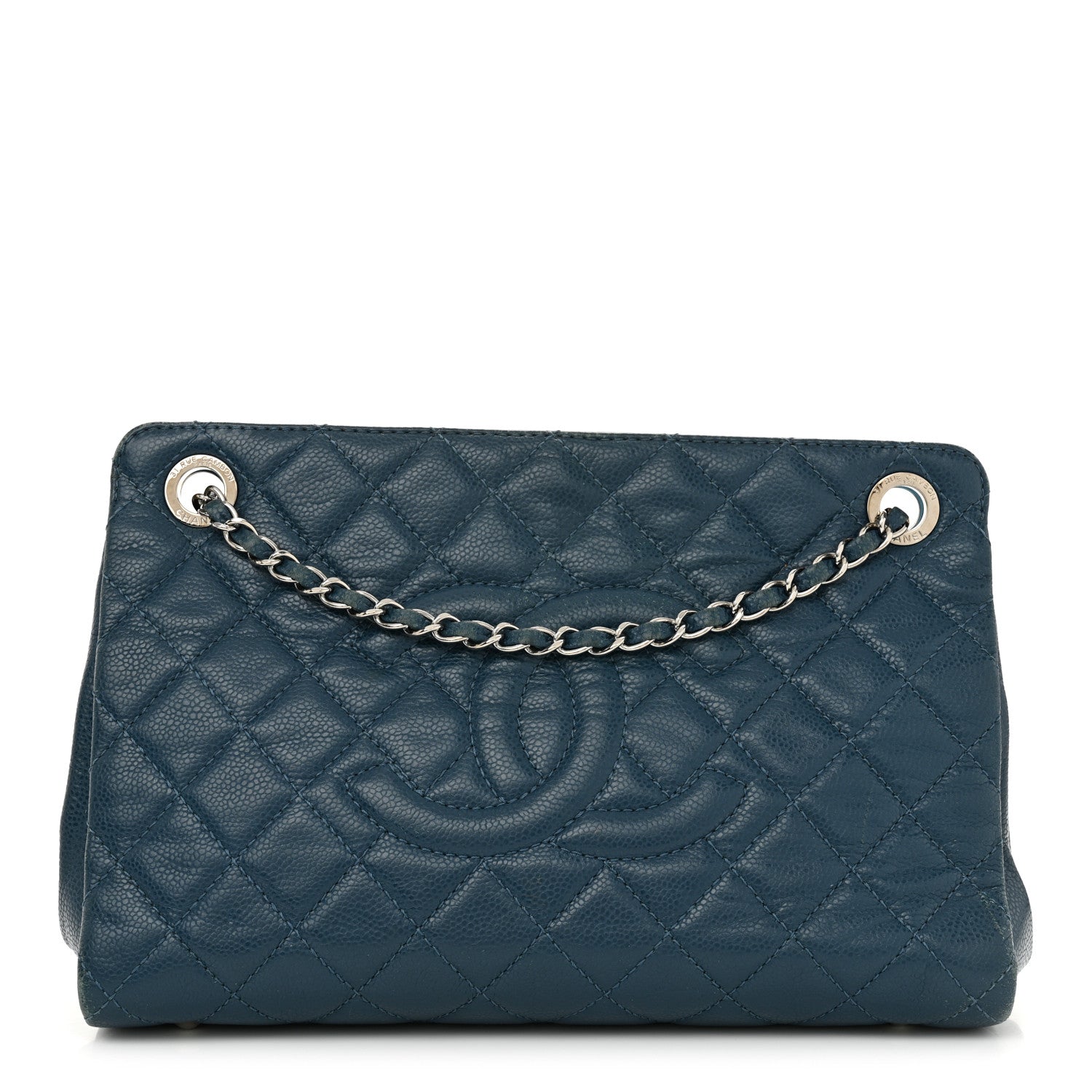 Caviar Quilted Timeless CC Shopping Tote Blue