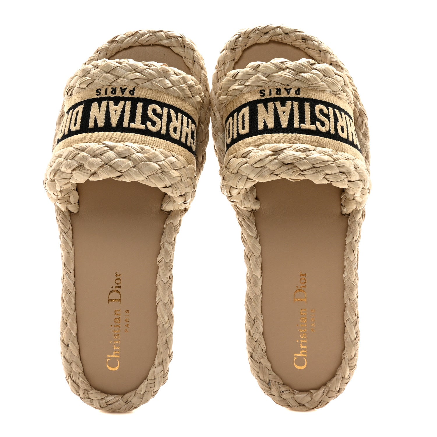 Raffia Embroidered Dway Mules Slide Sandals 37 Jute