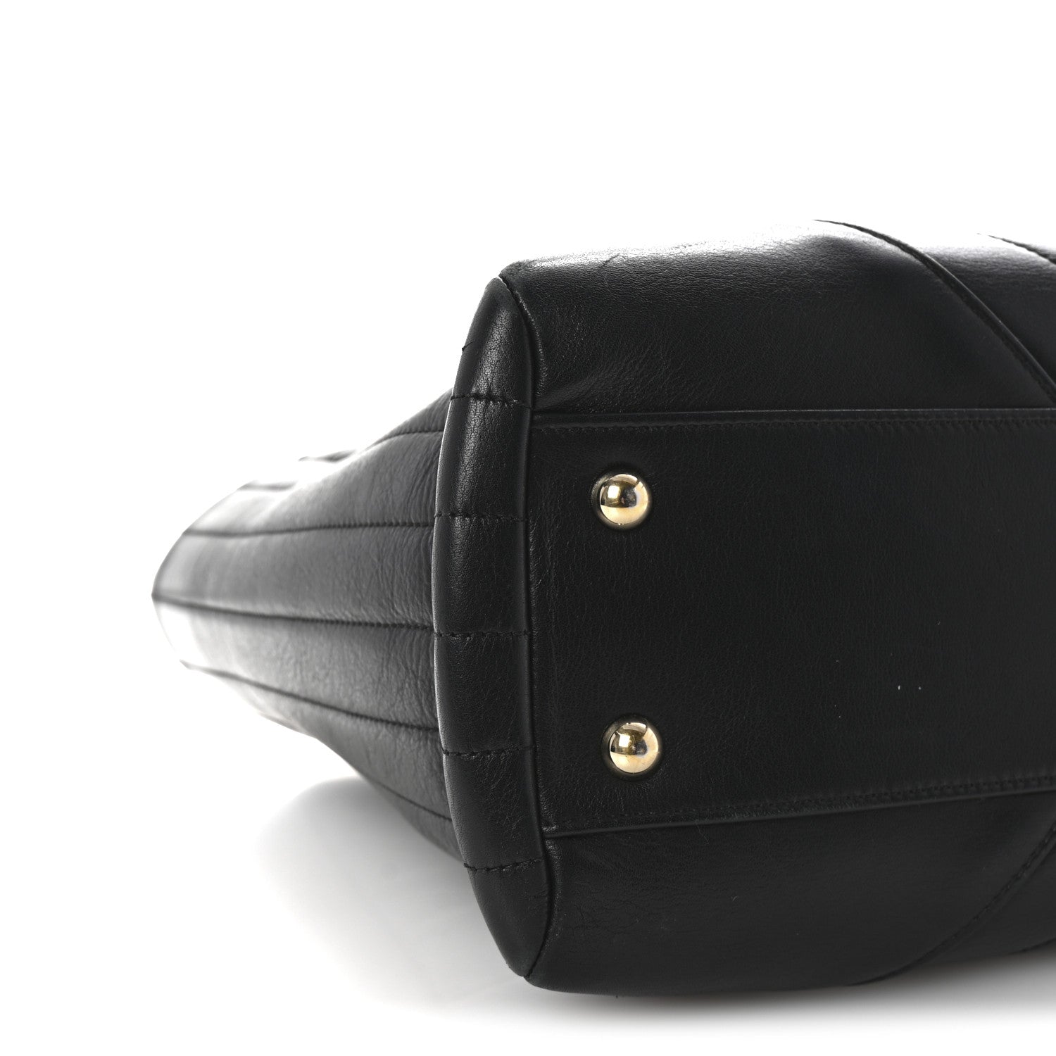 Calfskin Chevron Quilted Statement Shopping Tote Black