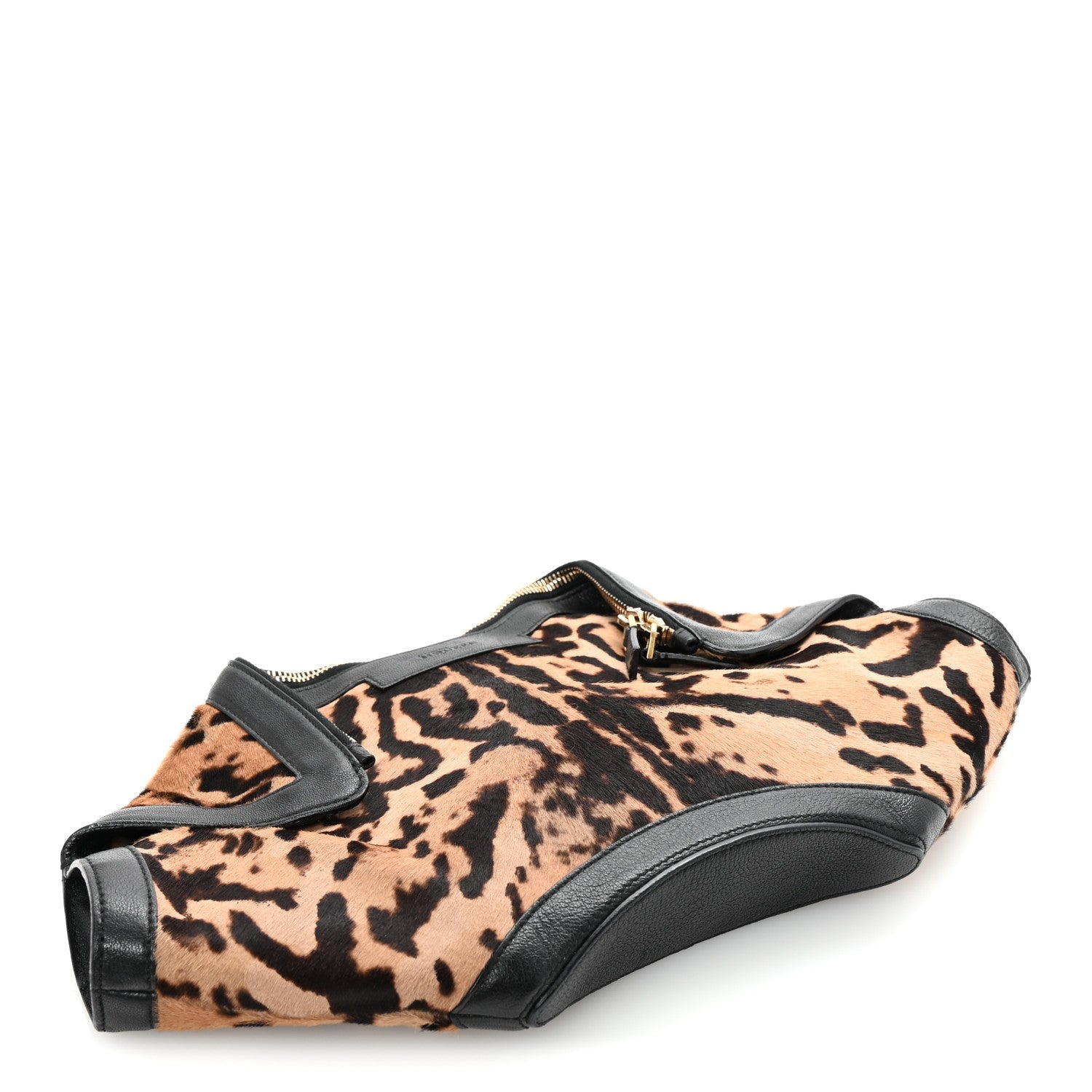 Calf Hair Leopard Print De Manta Clutch Brown Black