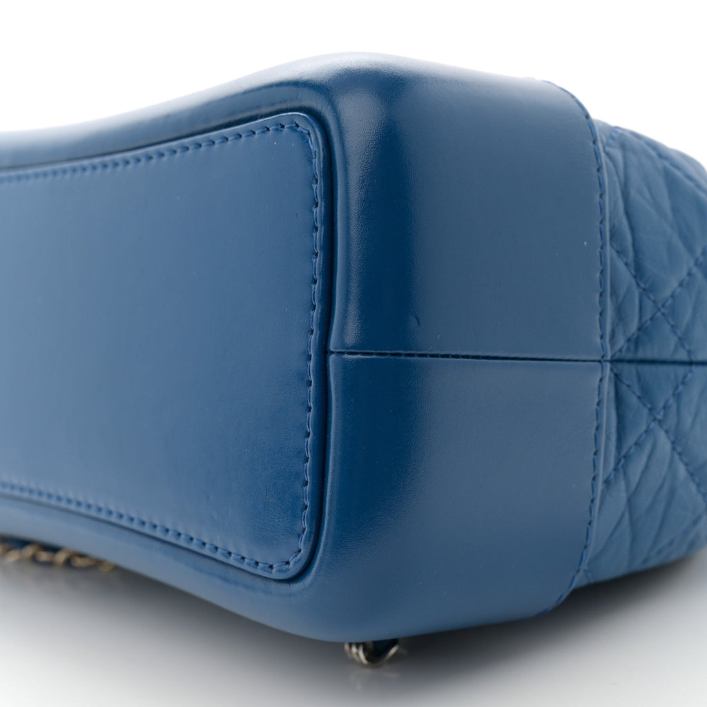 Aged Calfskin Quilted Gabrielle Backpack Blue