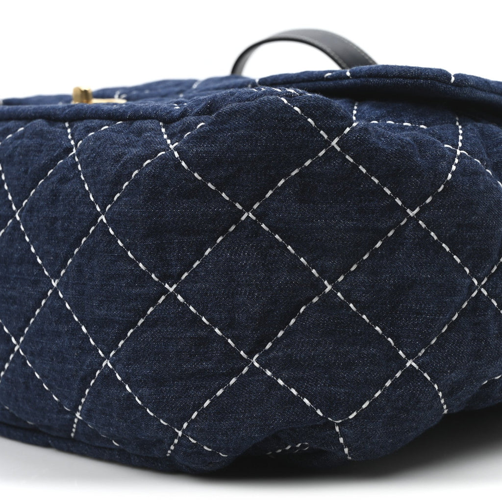 Denim Quilted Large Express Bowling Bag Blue