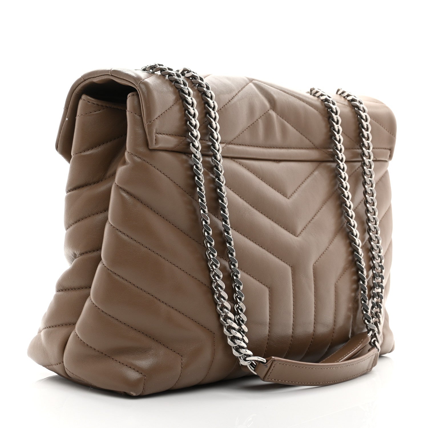 Calfskin Y Quilted Monogram Medium Loulou Chain Satchel Natural Tan