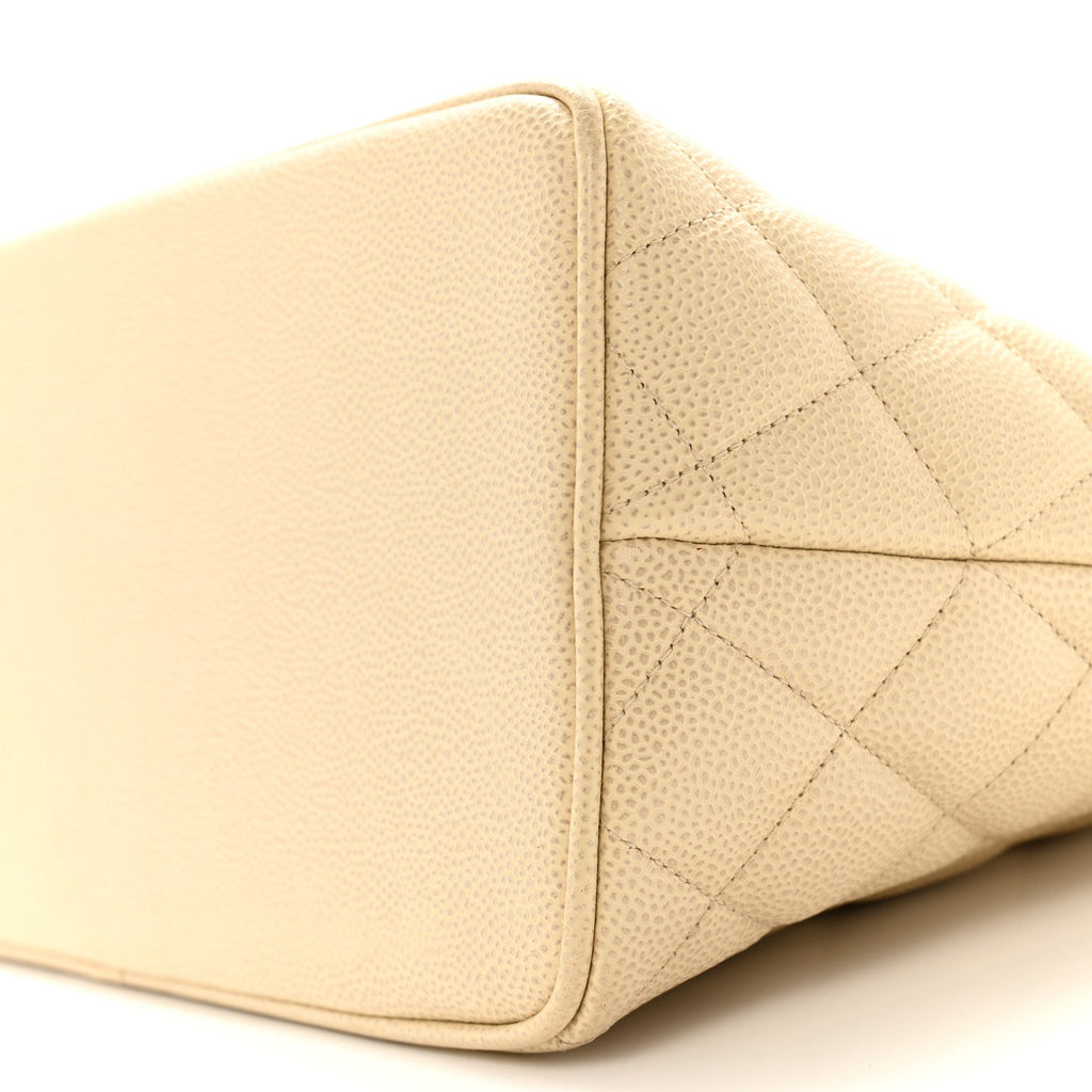 Caviar Quilted Medallion Tote Light Beige