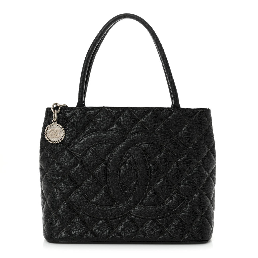 Caviar Quilted Medallion Tote Black