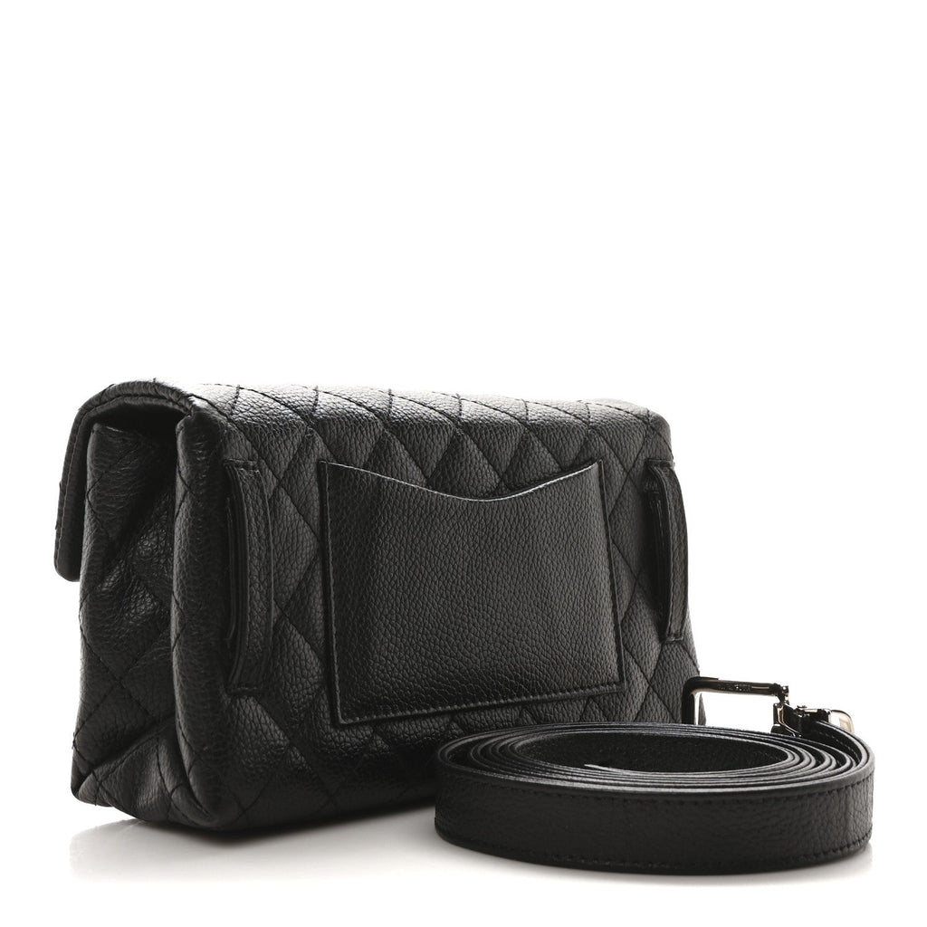Grained Calfskin Quilted 2.55 Reissue Flap Belt Bag Clutch Black