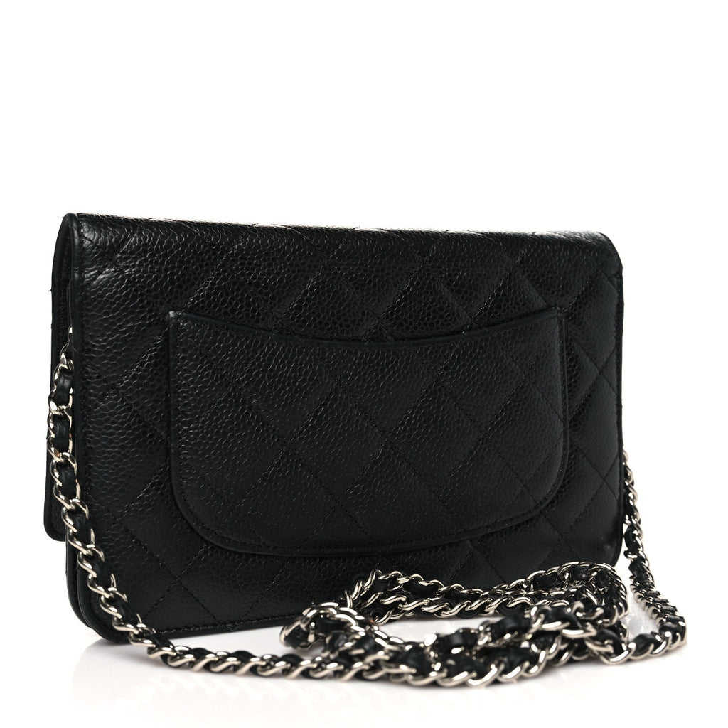 Caviar Quilted Wallet on Chain WOC Black