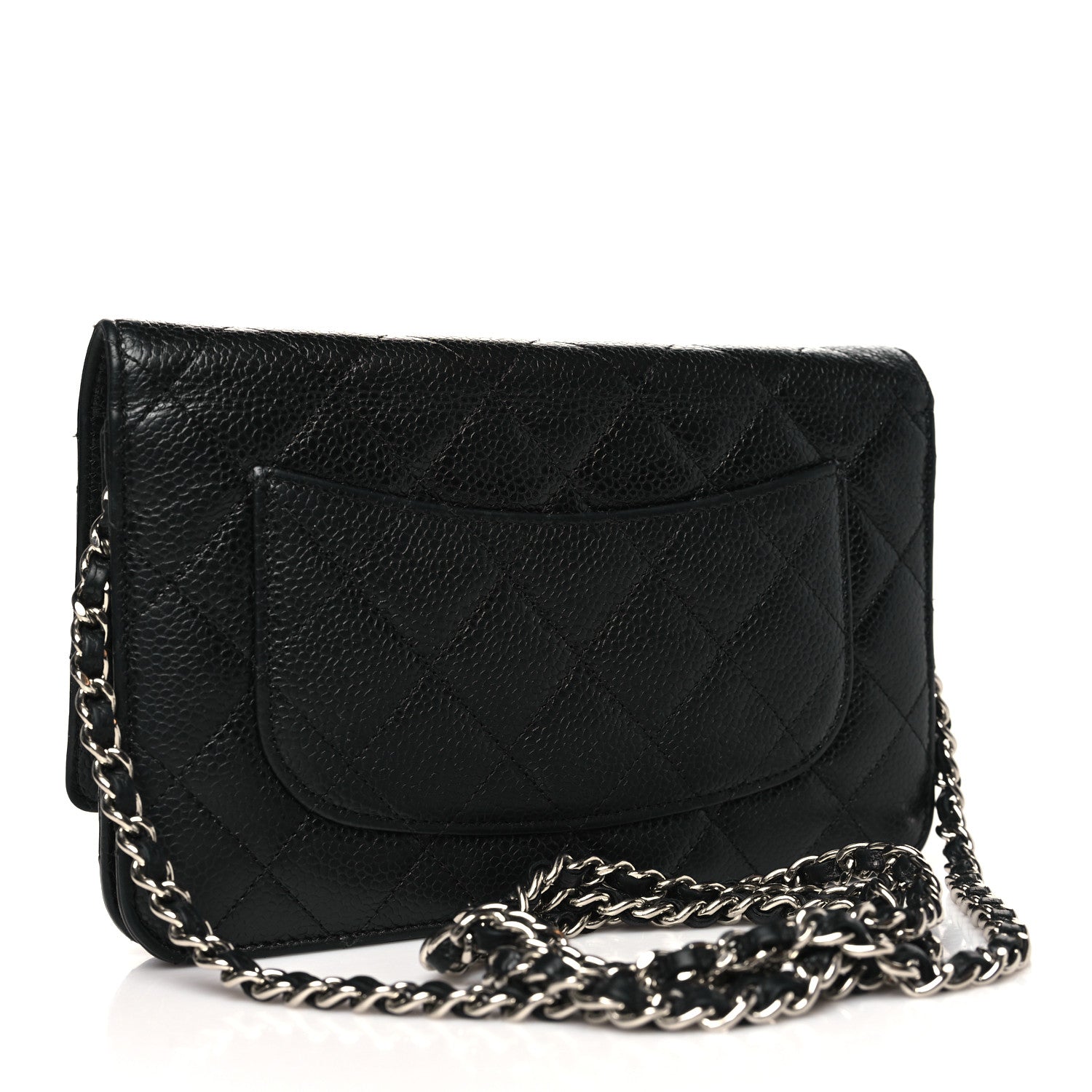 Caviar Quilted Wallet on Chain WOC Black