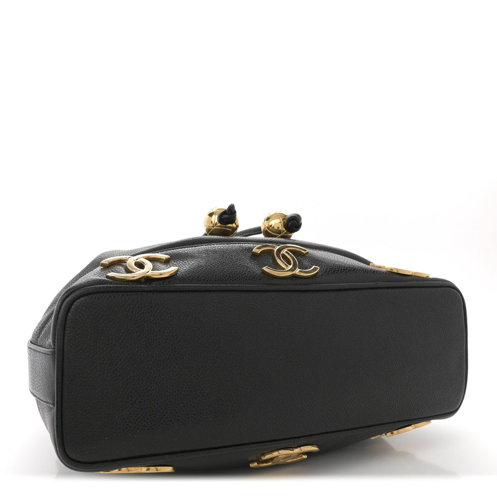 Caviar CC Drawstring Shoulder Bag Black