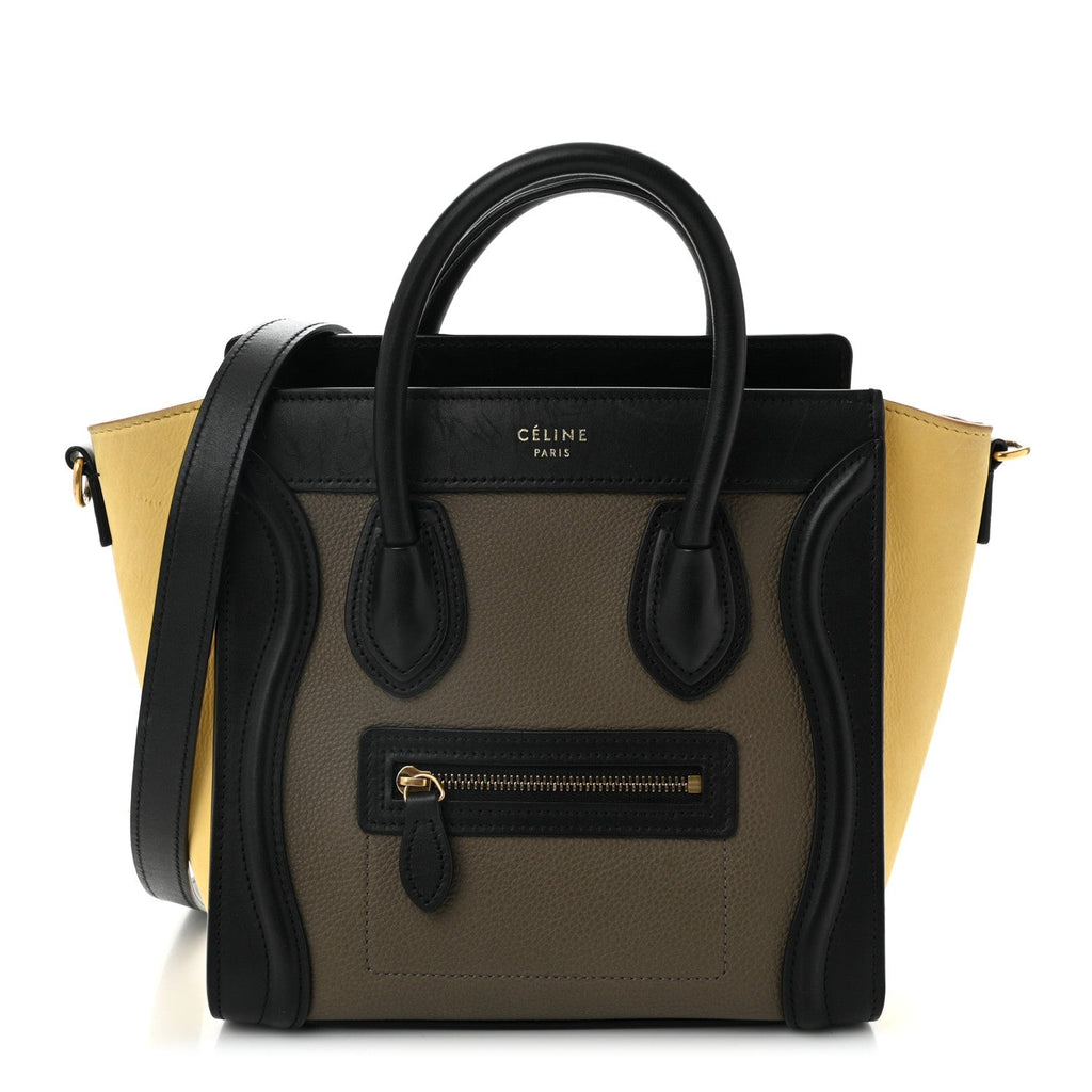 Smooth Drummed Calfskin Tri-Color Nano Luggage Amber