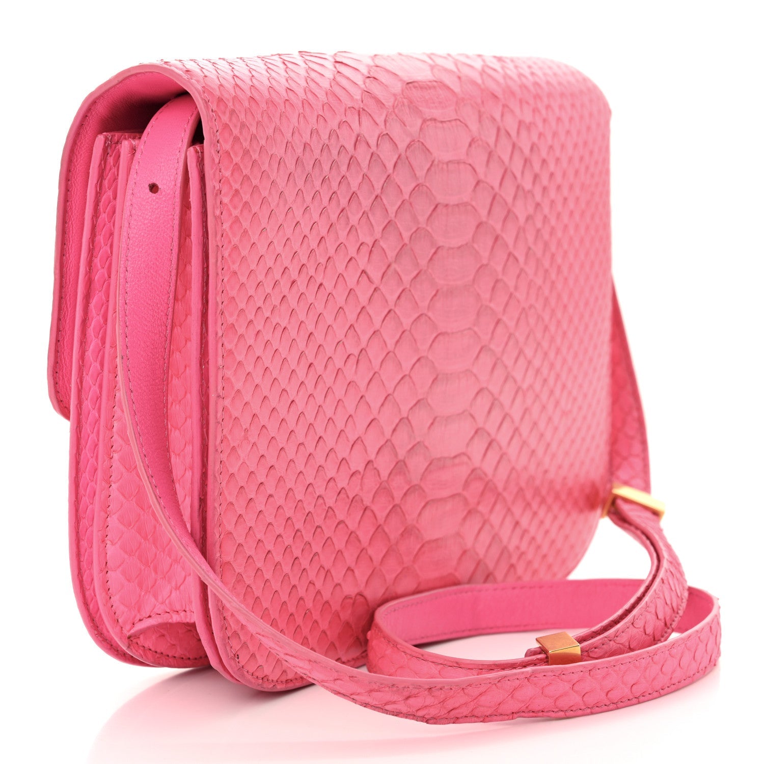 Snakeskin Medium Classic Box Flap Pink