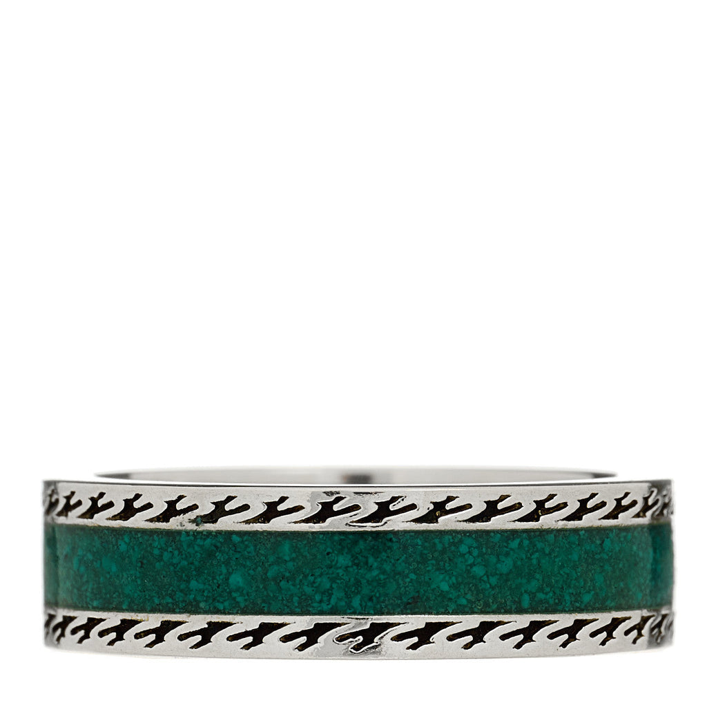 Sterling Silver Enamel Interlocking G ring 56 7.5 Turquoise