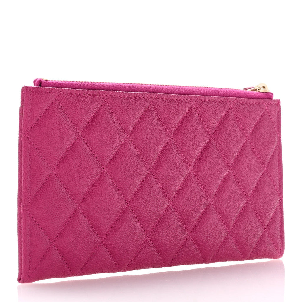 Caviar Quilted Classic Zip Boy Pouch Fuchsia