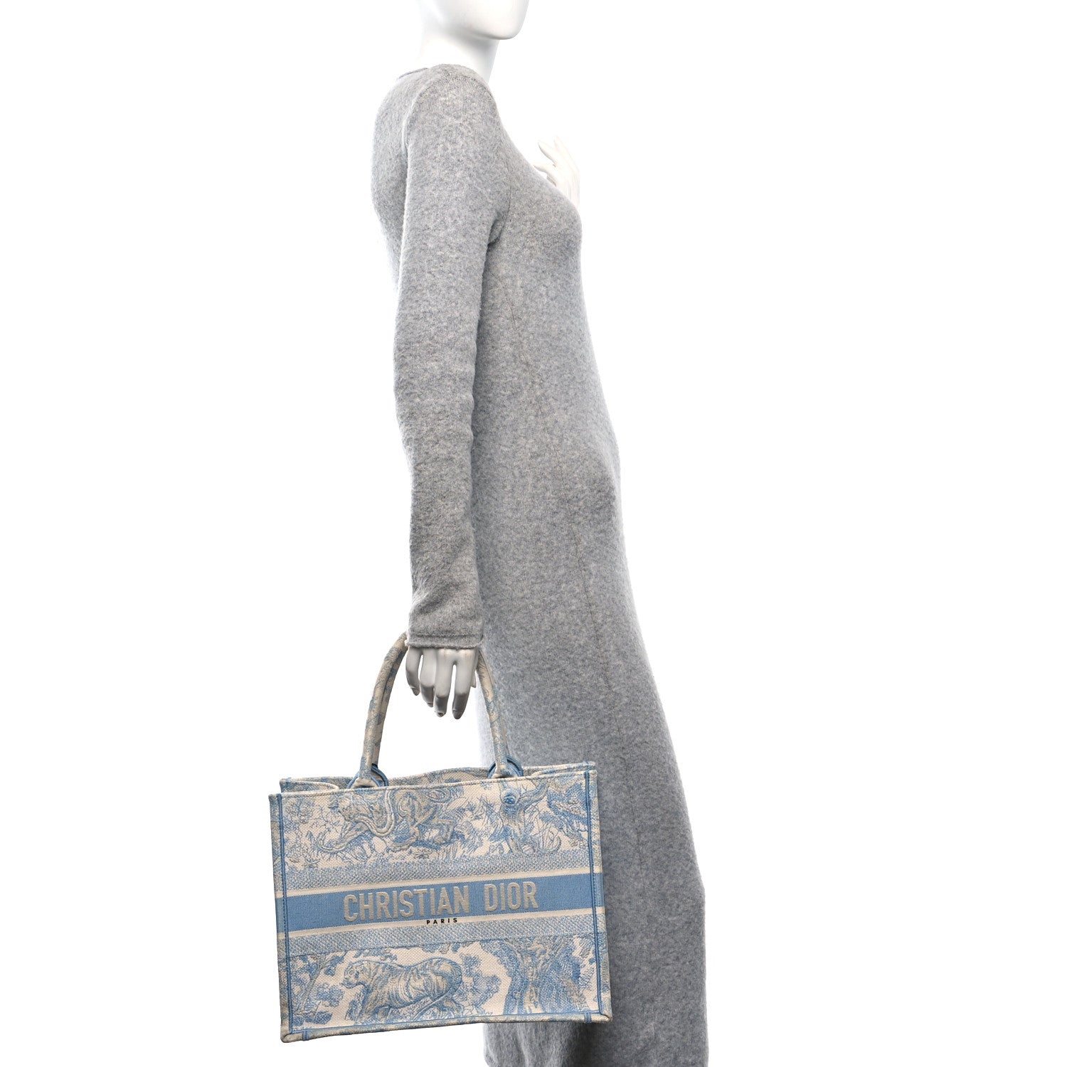 Canvas Embroidered Medium Dioriviera Toile De Jouy Book Tote Light Blue