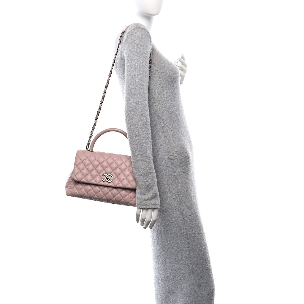 Caviar Quilted Small Coco Handle Flap Light Pink