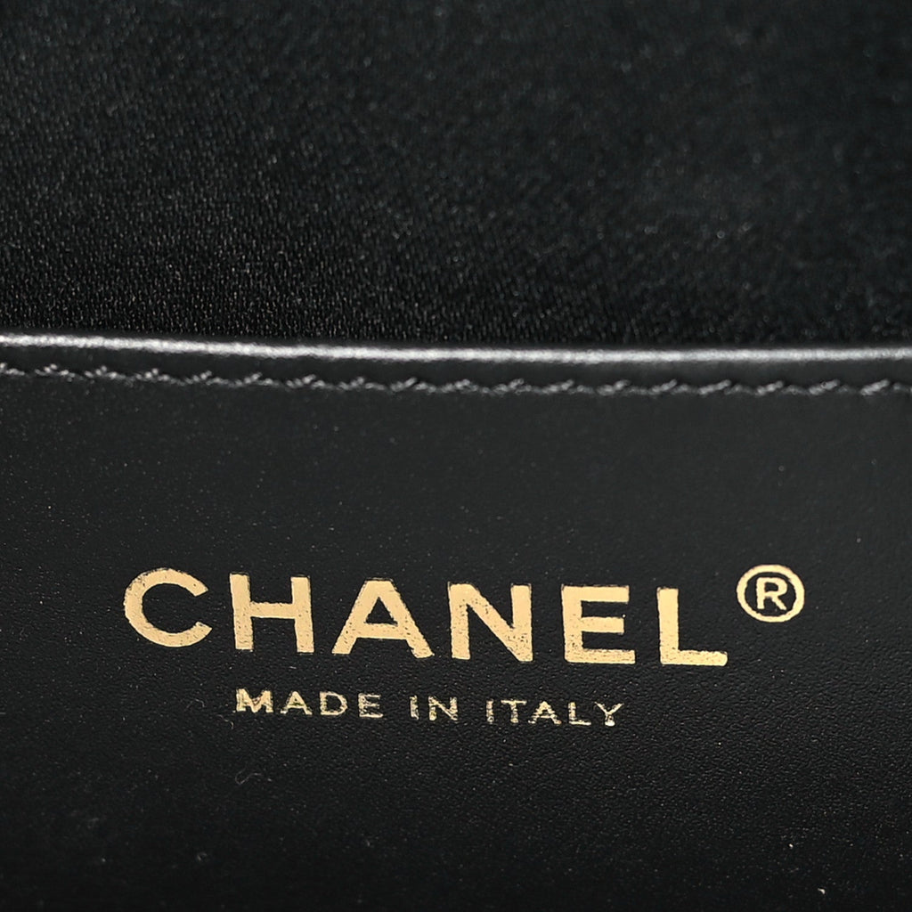 Denim Quilted Small Chanel 25 Handbag Black