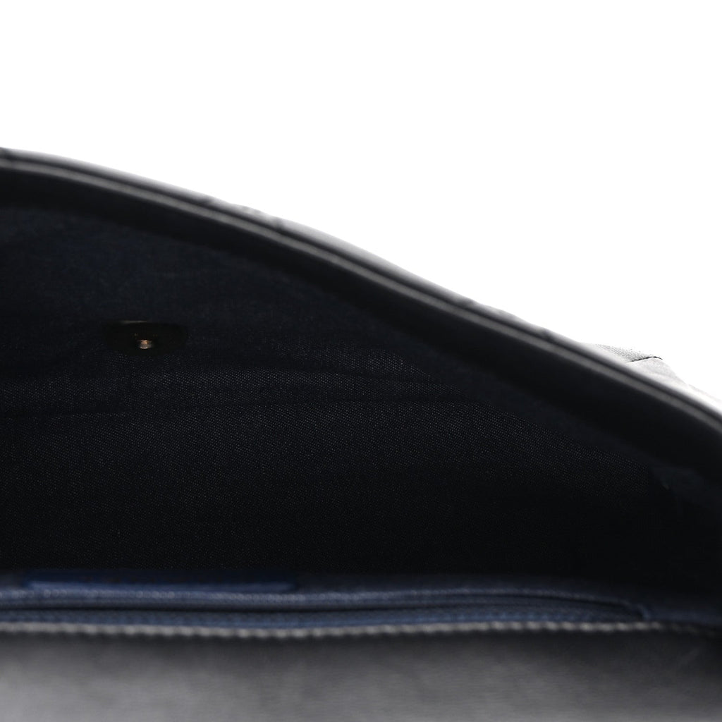Lambskin Quilted Resin Bi-Color Chain Flap Bag Black