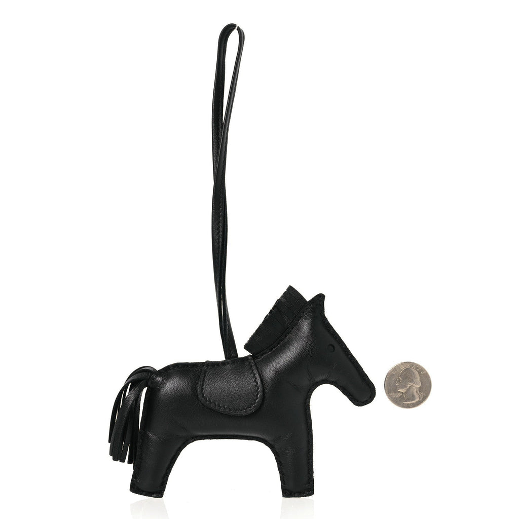 Milo Lambskin Grigri Rodeo Horse Bag Charm MM So Black