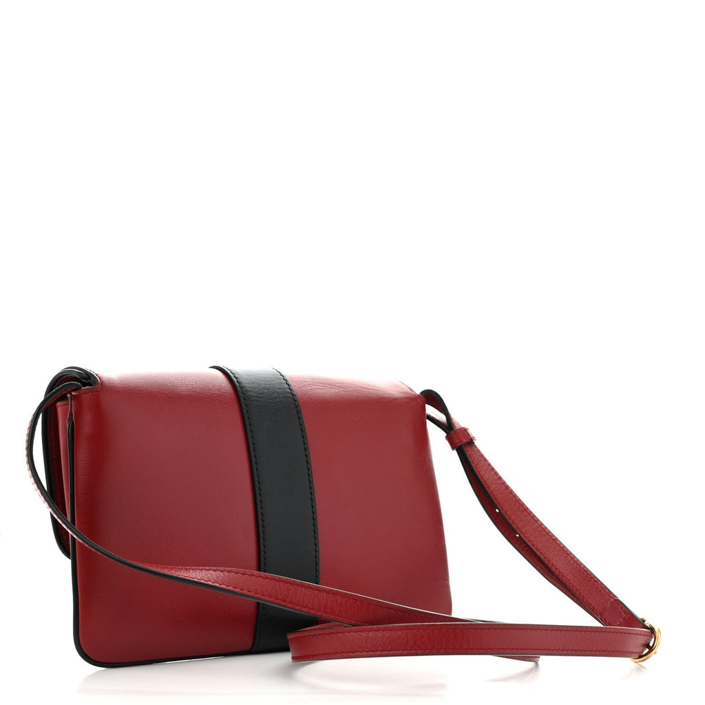 Vitello Palmellato Lux Bi-Color Small Arli Flap Shoulder Bag New Cherry Red Black