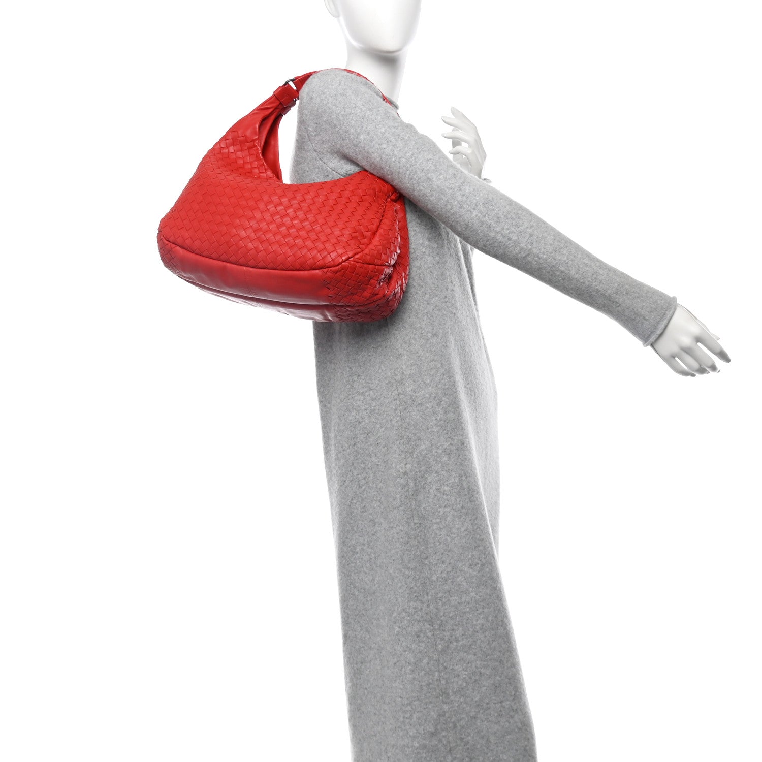 Nappa Intrecciato Medium Campana Hobo Red