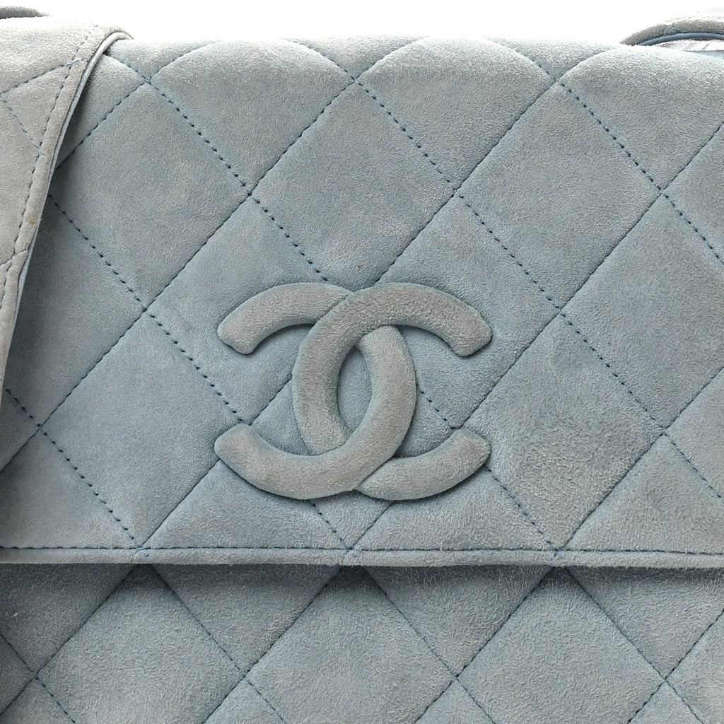 Suede Small Messenger Flap Light Blue